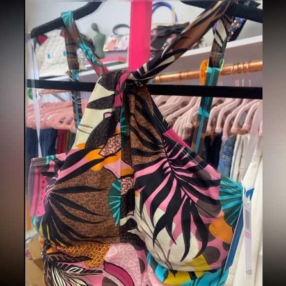 NWT BLEU BY ROD BEATTIE High Neck One-Piece Swimsuit In Multi Color SZ 6 - Picture 3 of 6